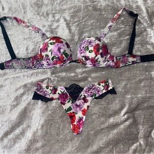 Floral VS 2-cup bombshell bra and thong